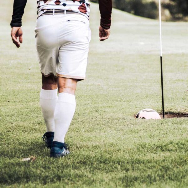 A man playing Footgolf 18 Holes